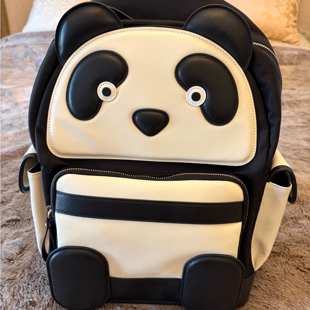 Charming Panda Kids Backpack - Black and Cream